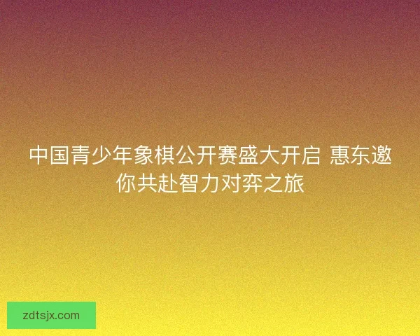中国青少年象棋公开赛盛大开启 惠东邀你共赴智力对弈之旅