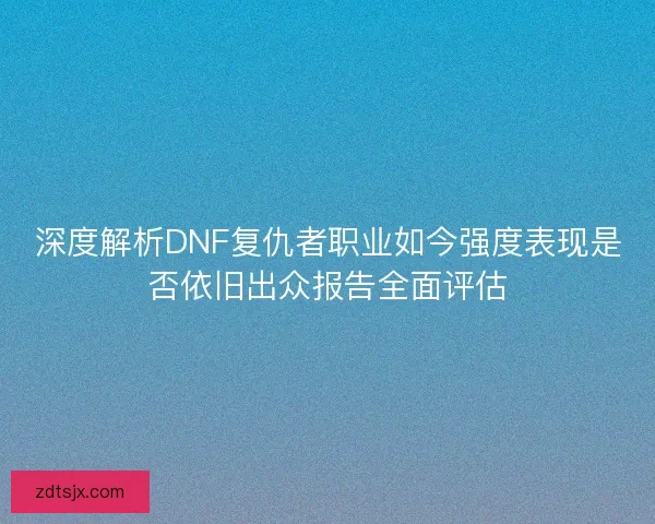 深度解析DNF复仇者职业如今强度表现是否依旧出众报告全面评估 深度解析DNF复仇者职业如今强度表现是否依旧出众报告全面评估