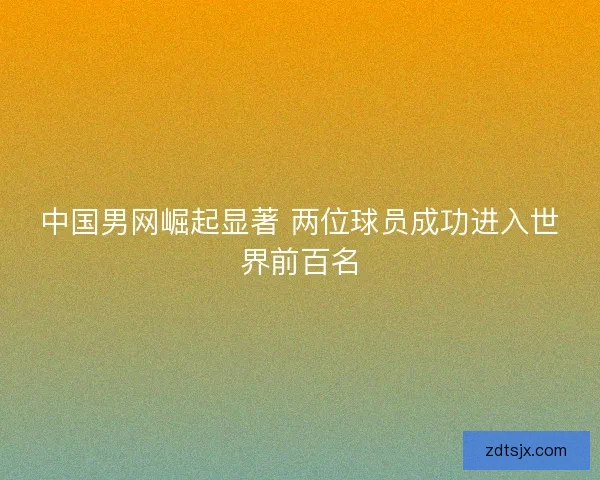 中国男网崛起显著 两位球员成功进入世界前百名 中国男网崛起显著 两位球员成功进入世界前百名