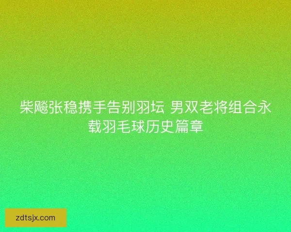柴飚张稳携手告别羽坛 男双老将组合永载羽毛球历史篇章 柴飚张稳携手告别羽坛 男双老将组合永载羽毛球历史篇章